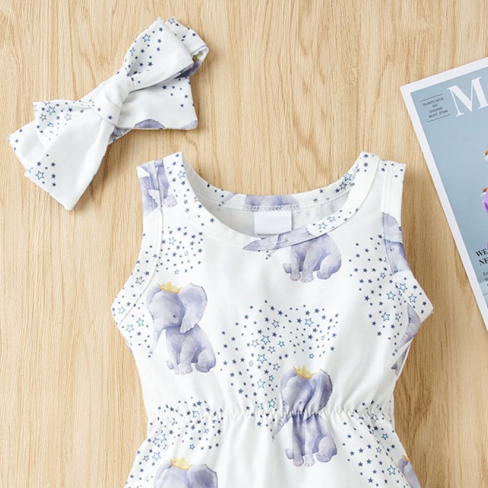 Baby Girl Elephant Print Bodysuit